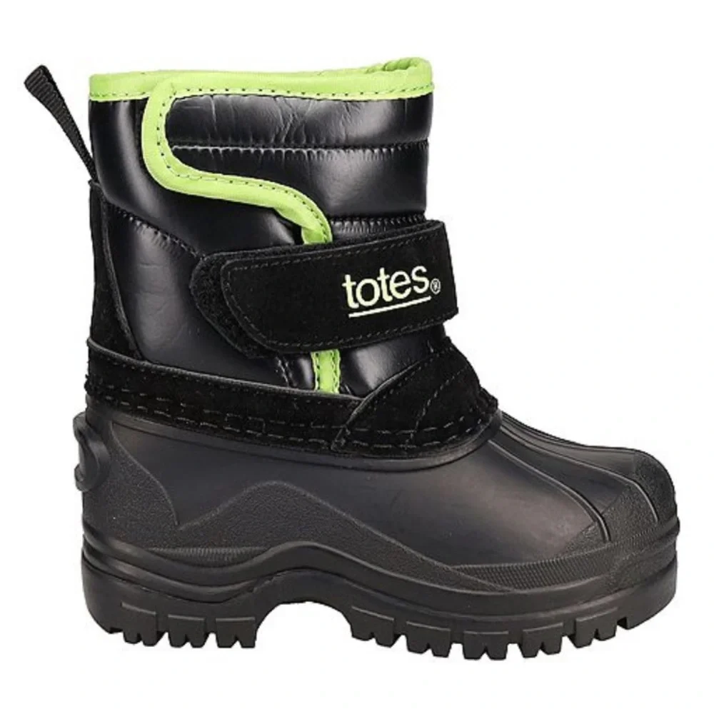 ✨$28✨NWT•Totes Toddler Cody Winter Boot | Black/ Lime Green | Size 9T